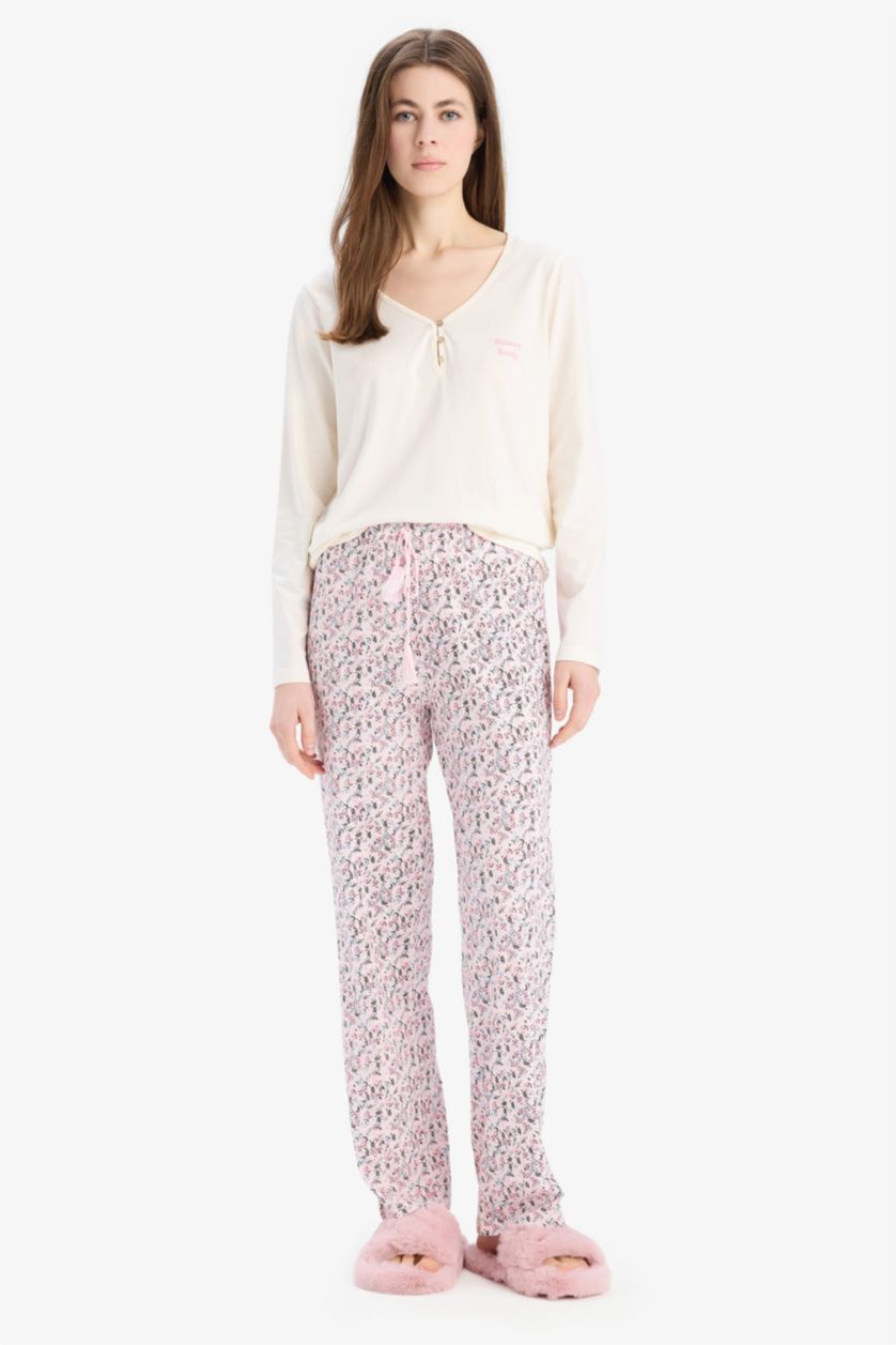 FEMME Rose Clair Ensemble pyjama avec Top à manches longues et pantalon à motifs