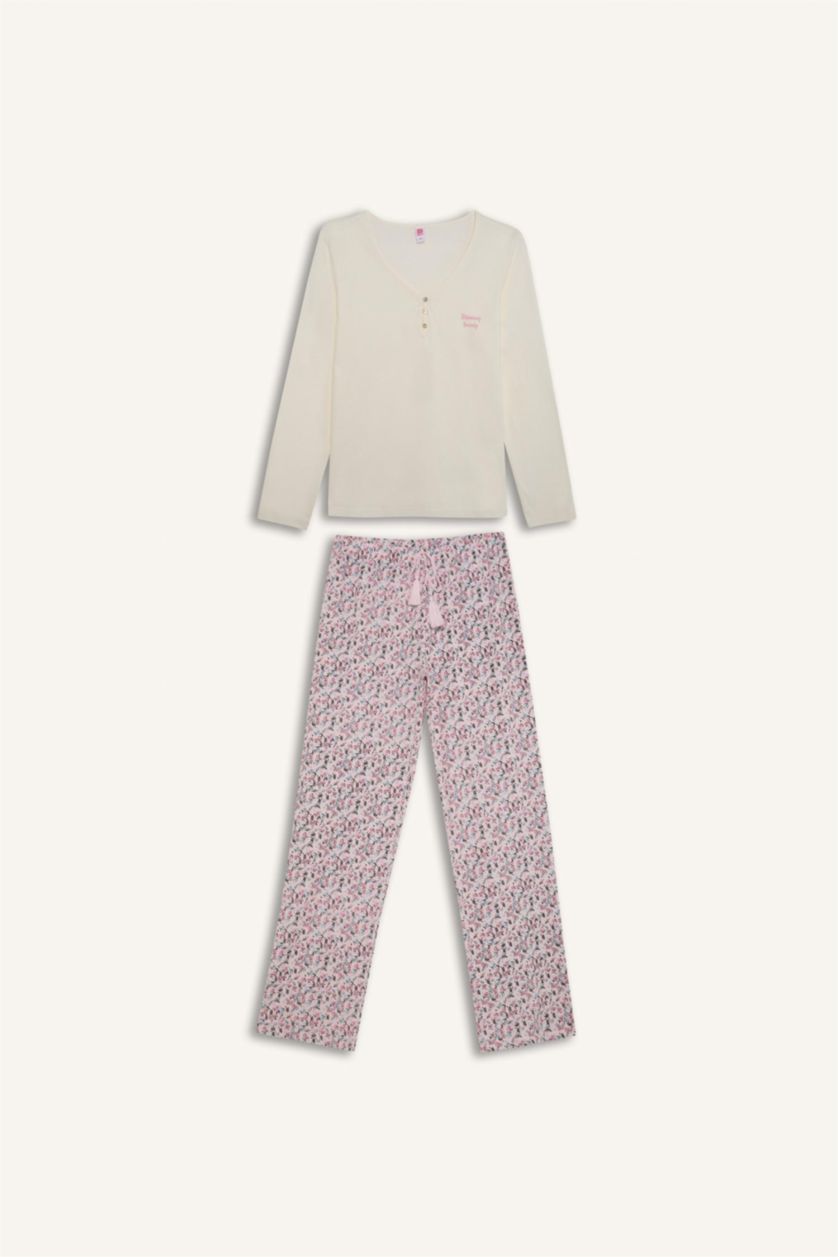 FEMME Rose Clair Ensemble pyjama avec Top à manches longues et pantalon à motifs