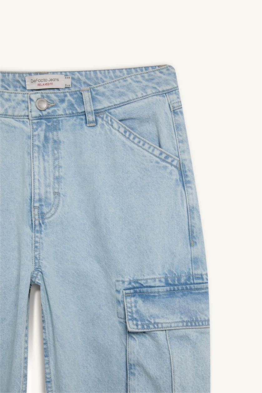 رجالي أزرق فاتح بنطلون جينز جينز قصة مريحة برجل واسع