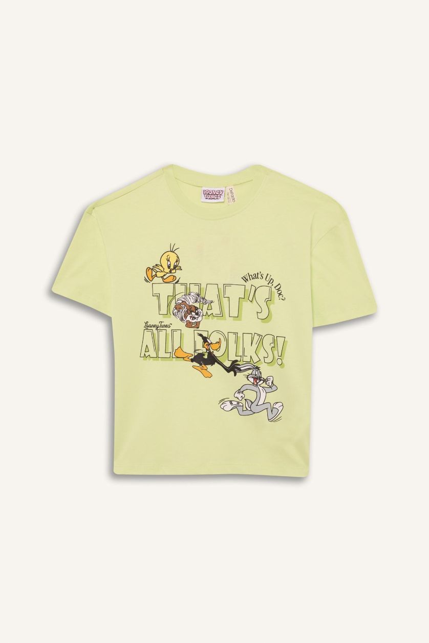 Kız Çocuk - Genç Kız Mint Looney Tunes Relax Fit Bisiklet Yaka Kısa Kollu Tişört Kız Çocuk