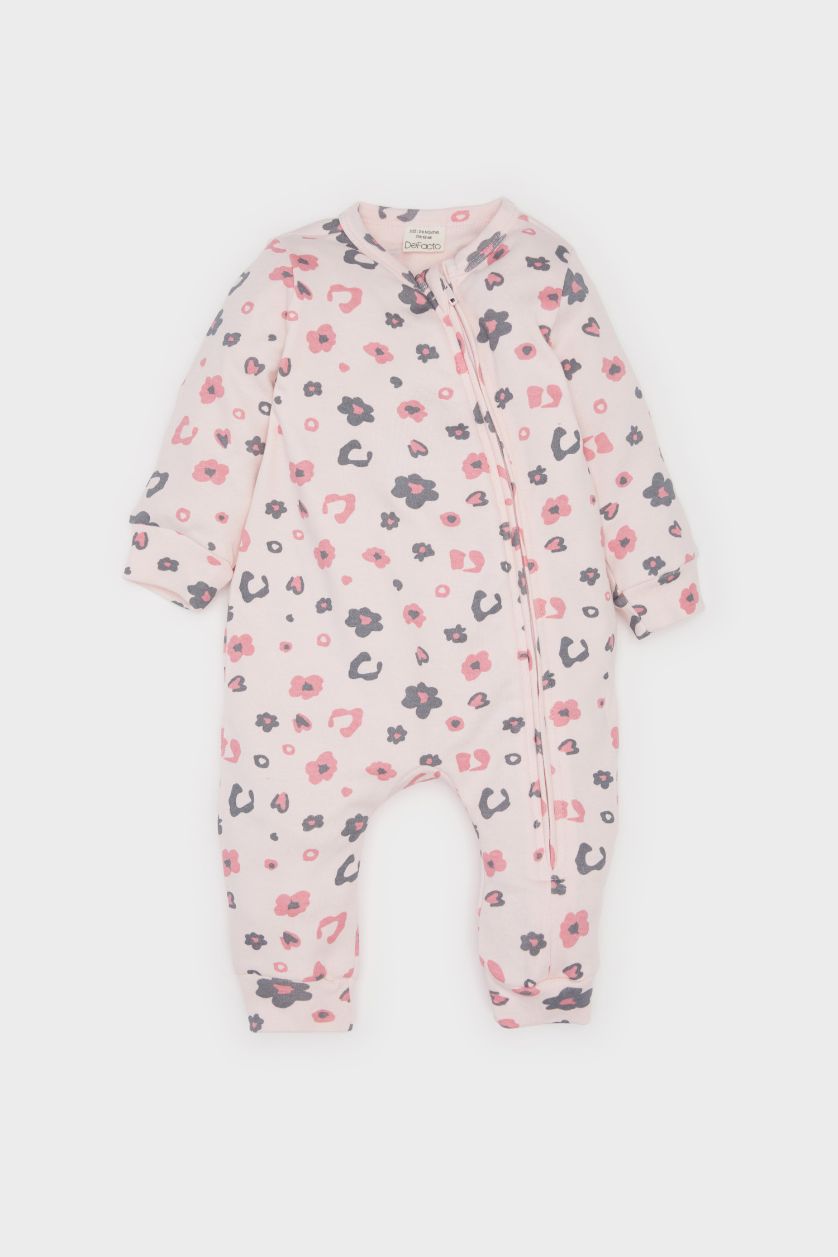 Baby Girl Light Pink Girl Baby Newborn Patterned Jumpsuit