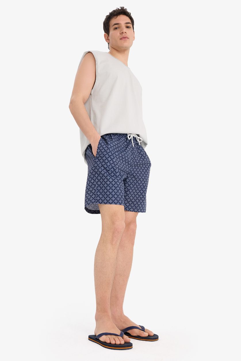 MAN NAVY Regular Fit Printed Short Swim Shorts