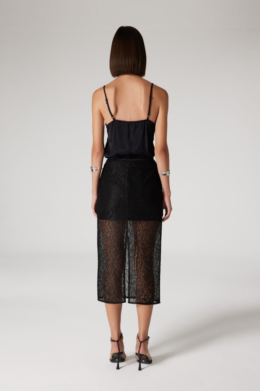 نساء أسود تنورة بالدانتيل تنورة بنسل