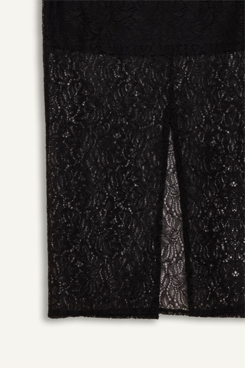 نساء أسود تنورة بالدانتيل تنورة بنسل