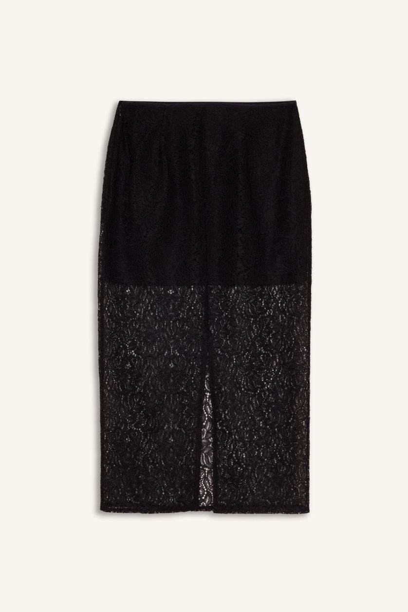 نساء أسود تنورة بالدانتيل تنورة بنسل