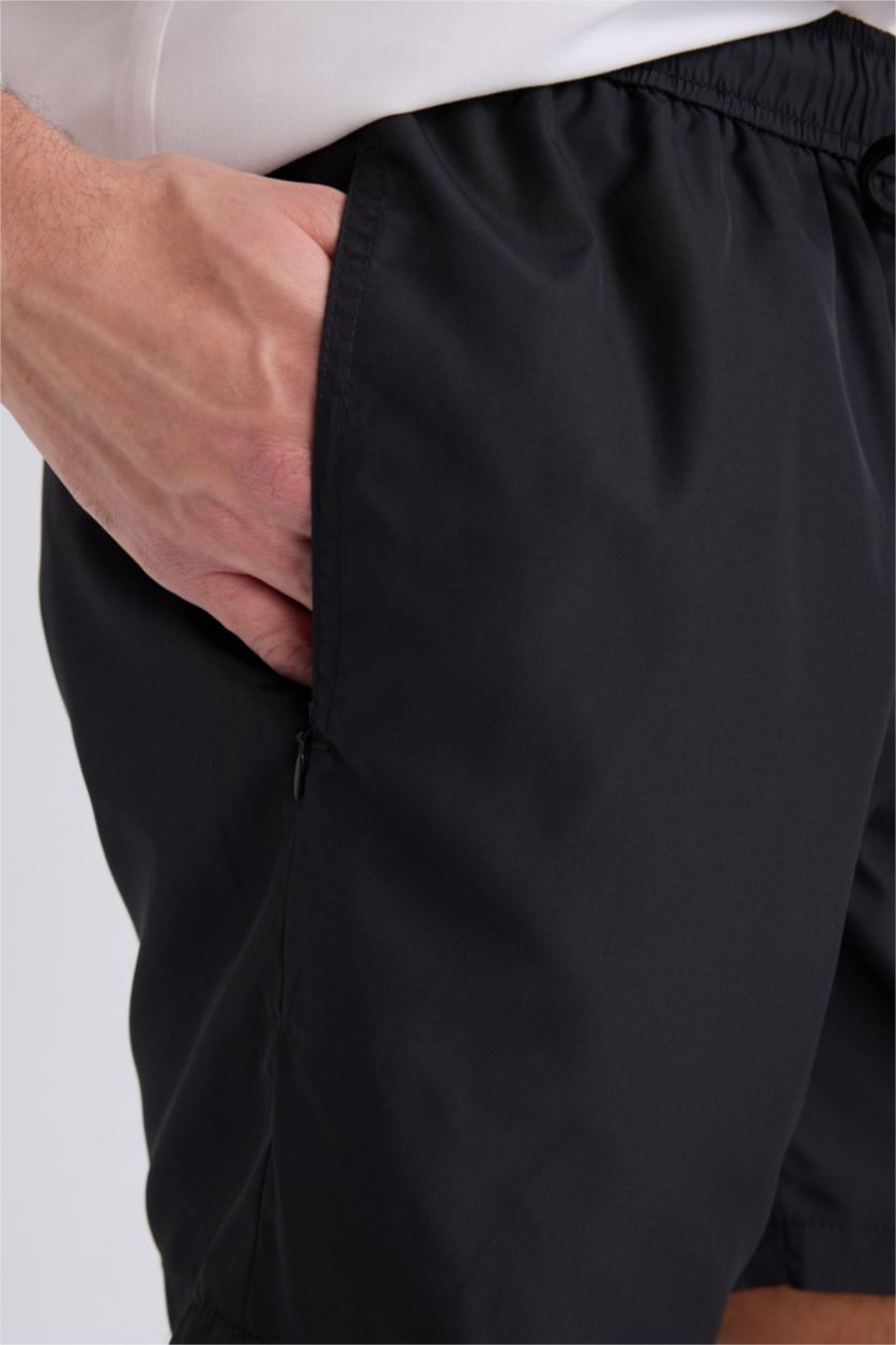 Erkek Siyah File Astarlı Kısa Boy Hızlı Kuruyan Deniz Şortu