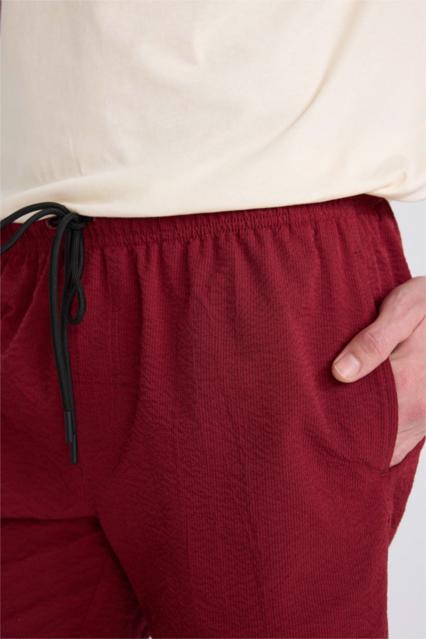 Erkek Bordo File Astarlı Kısa Boy Deniz Şortu