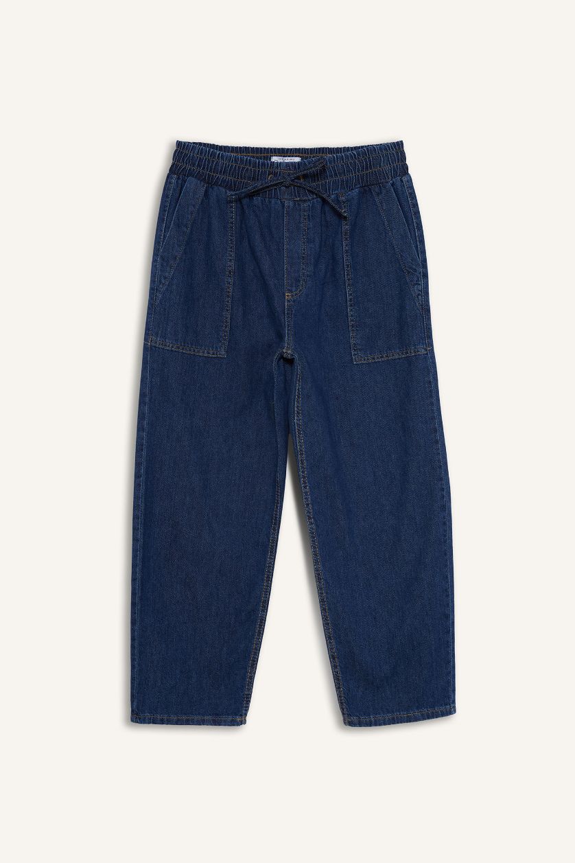 WOMAN Blue Carrot Fit High Waist Crop Soft Jeans