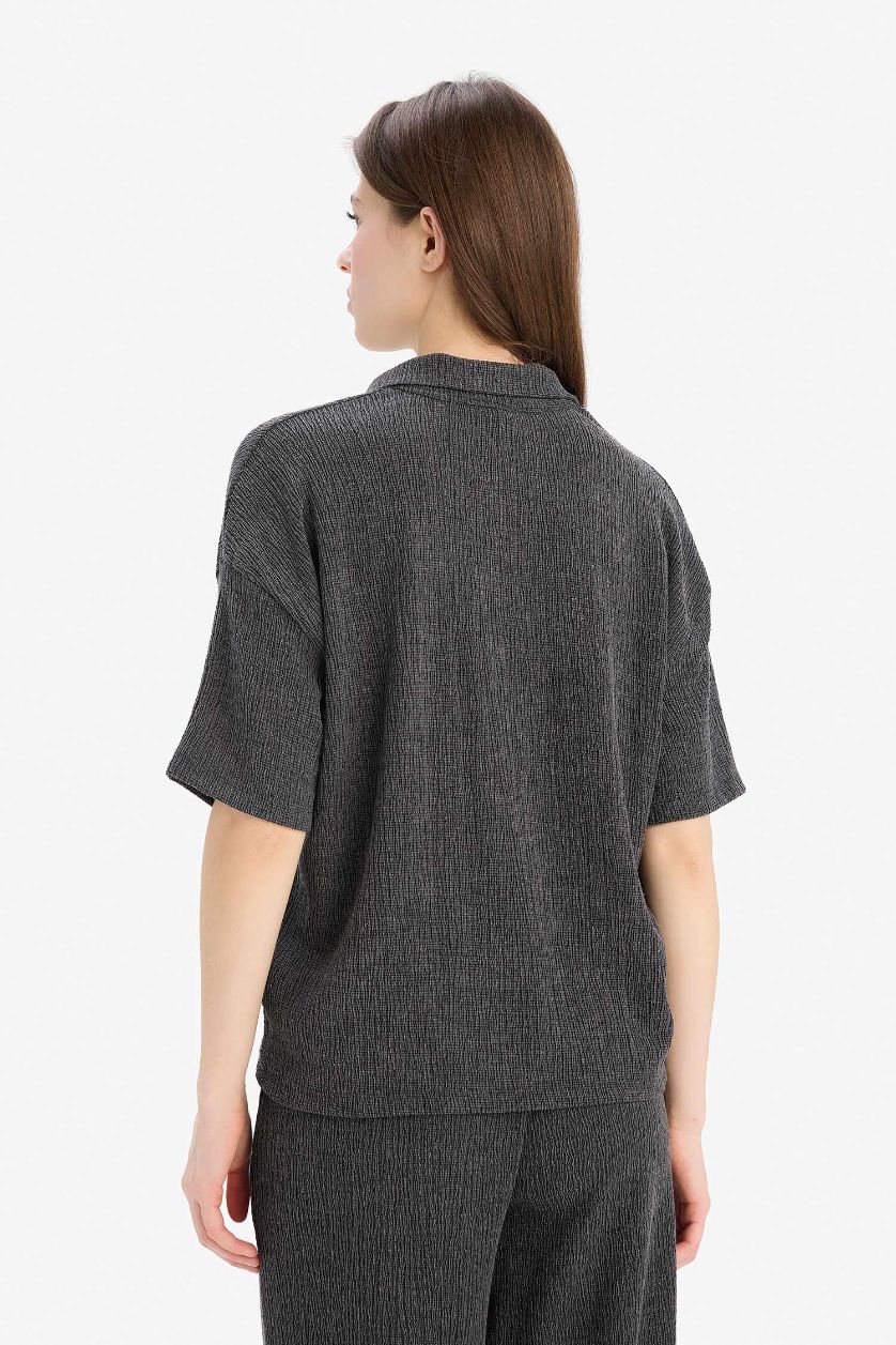 Женщины Антрацит Футболка поло свободного кроя