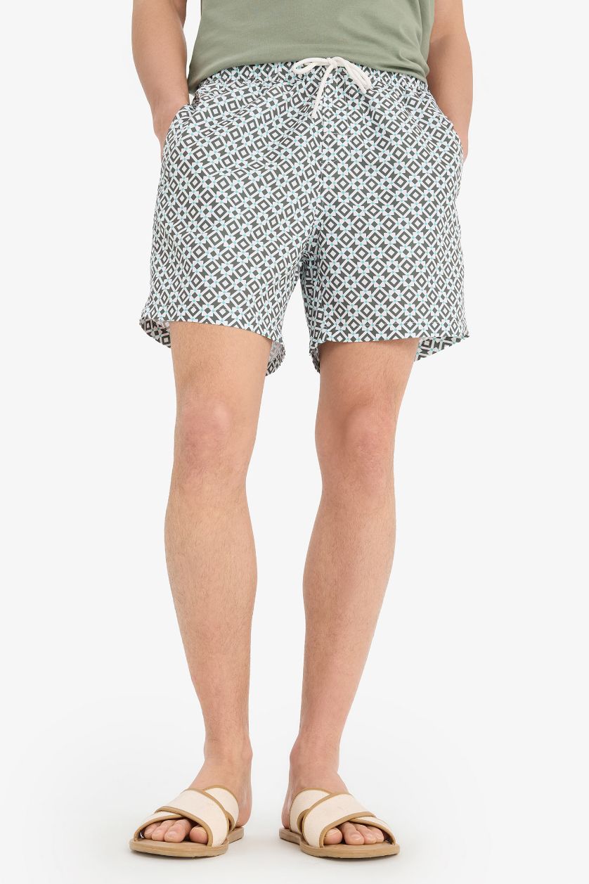 MAN Light Khaki Printed Short Swim Shorts