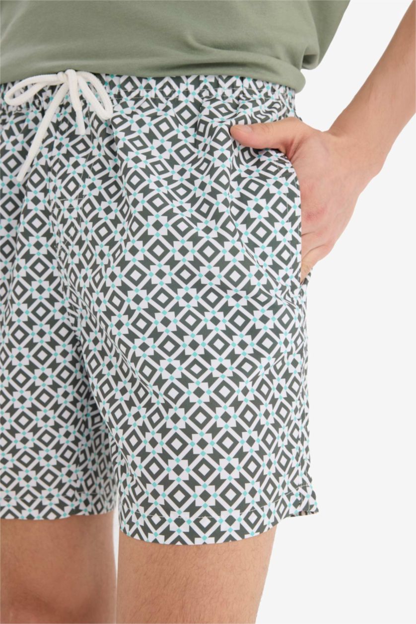 MAN Light Khaki Printed Short Swim Shorts