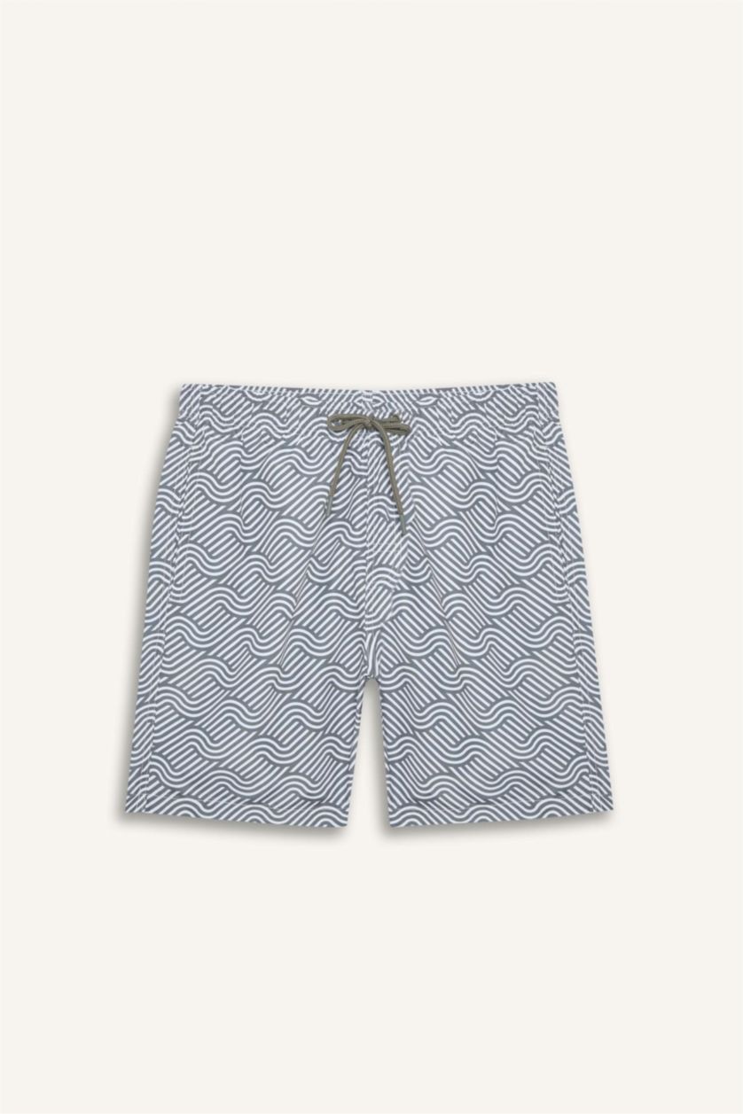 HOMME Kaki Clair Short de bain au-dessus du genou imprimé avec doublure en filet