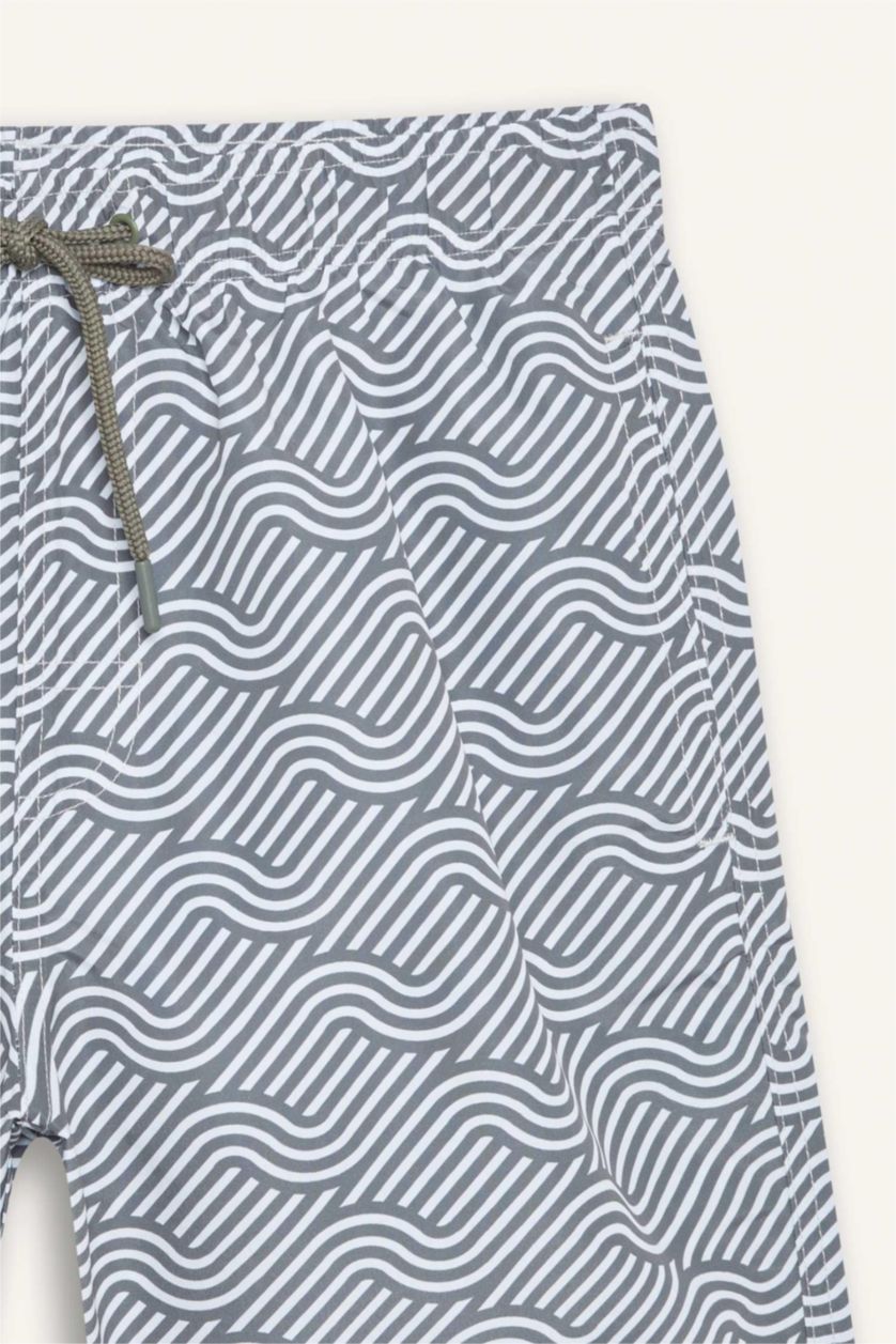 HOMME Kaki Clair Short de bain au-dessus du genou imprimé avec doublure en filet