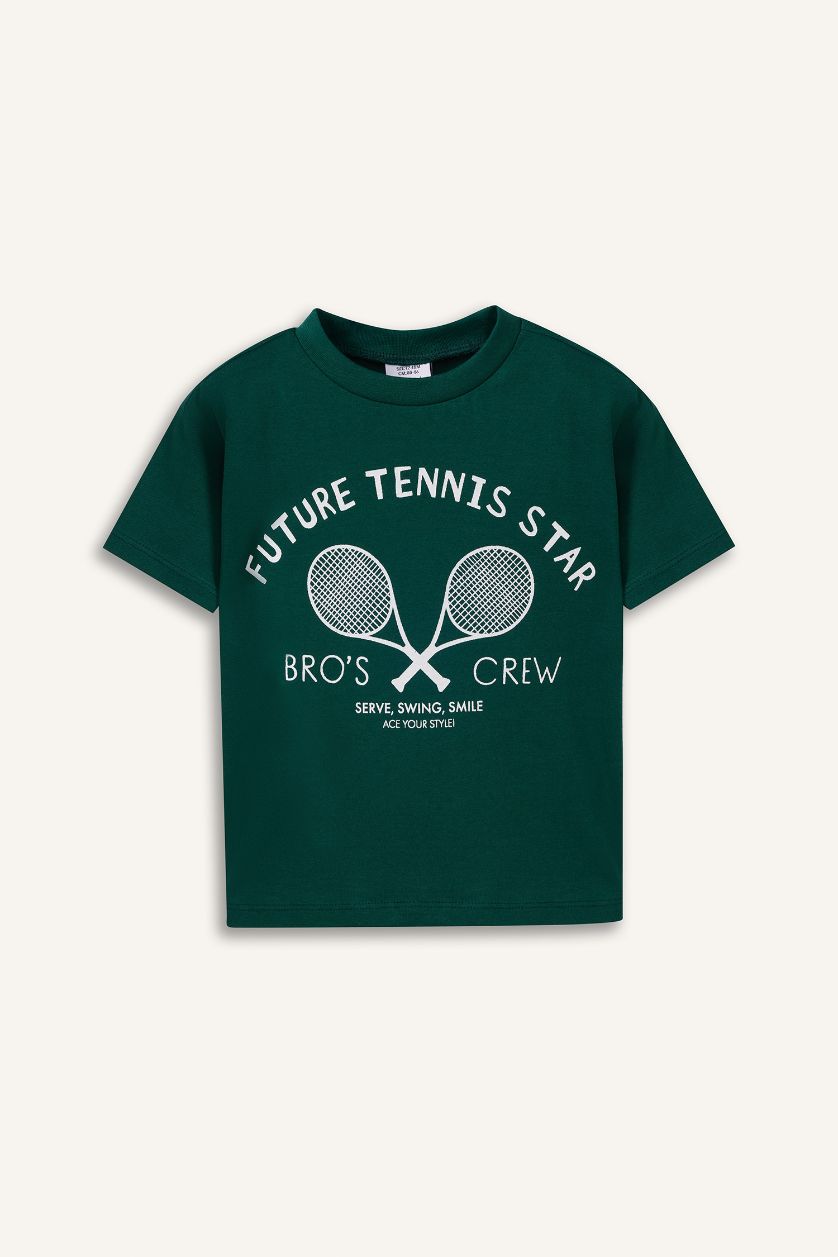 طفل صغير أخضر غامق تيشيرت رياضي بيبي ولادي نص ردن قصة عادية