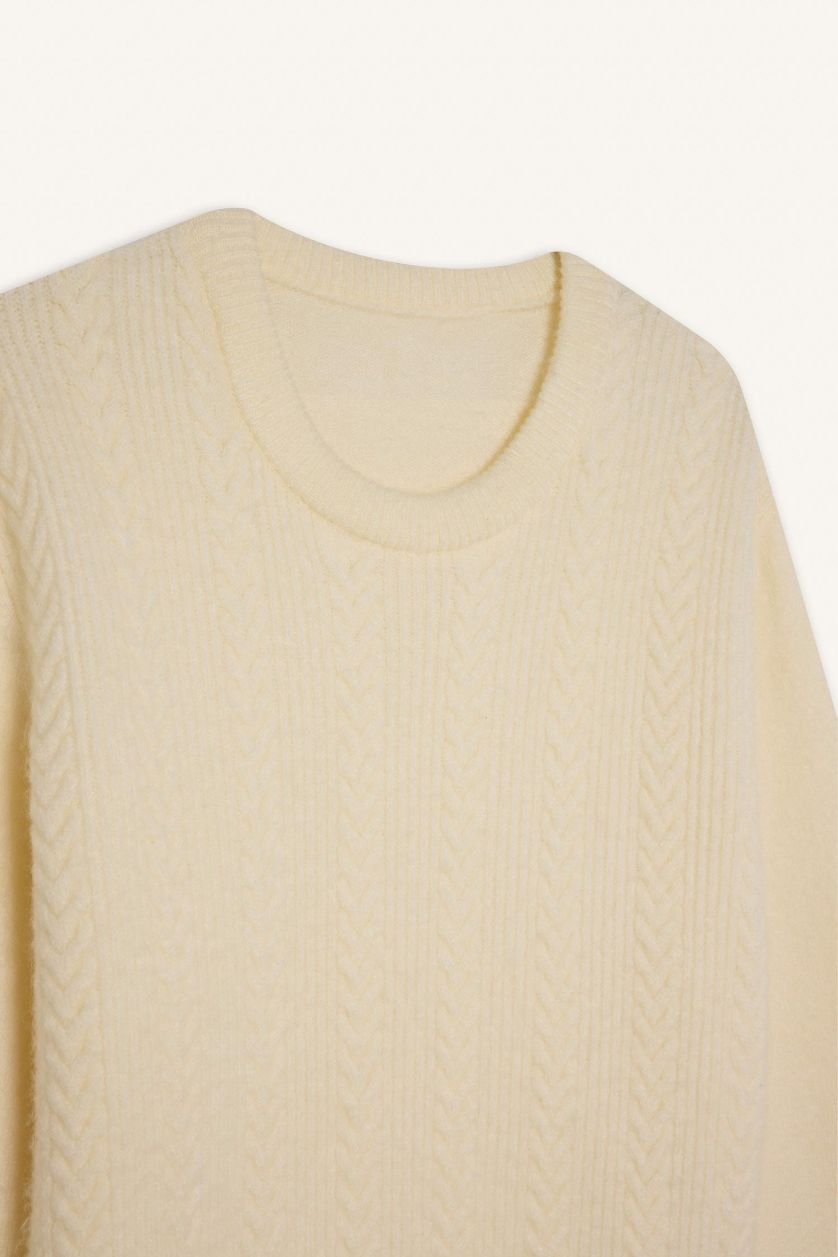 رجال بيج فاتح بلوز تريكو قصة عادية بياخة مستديرة