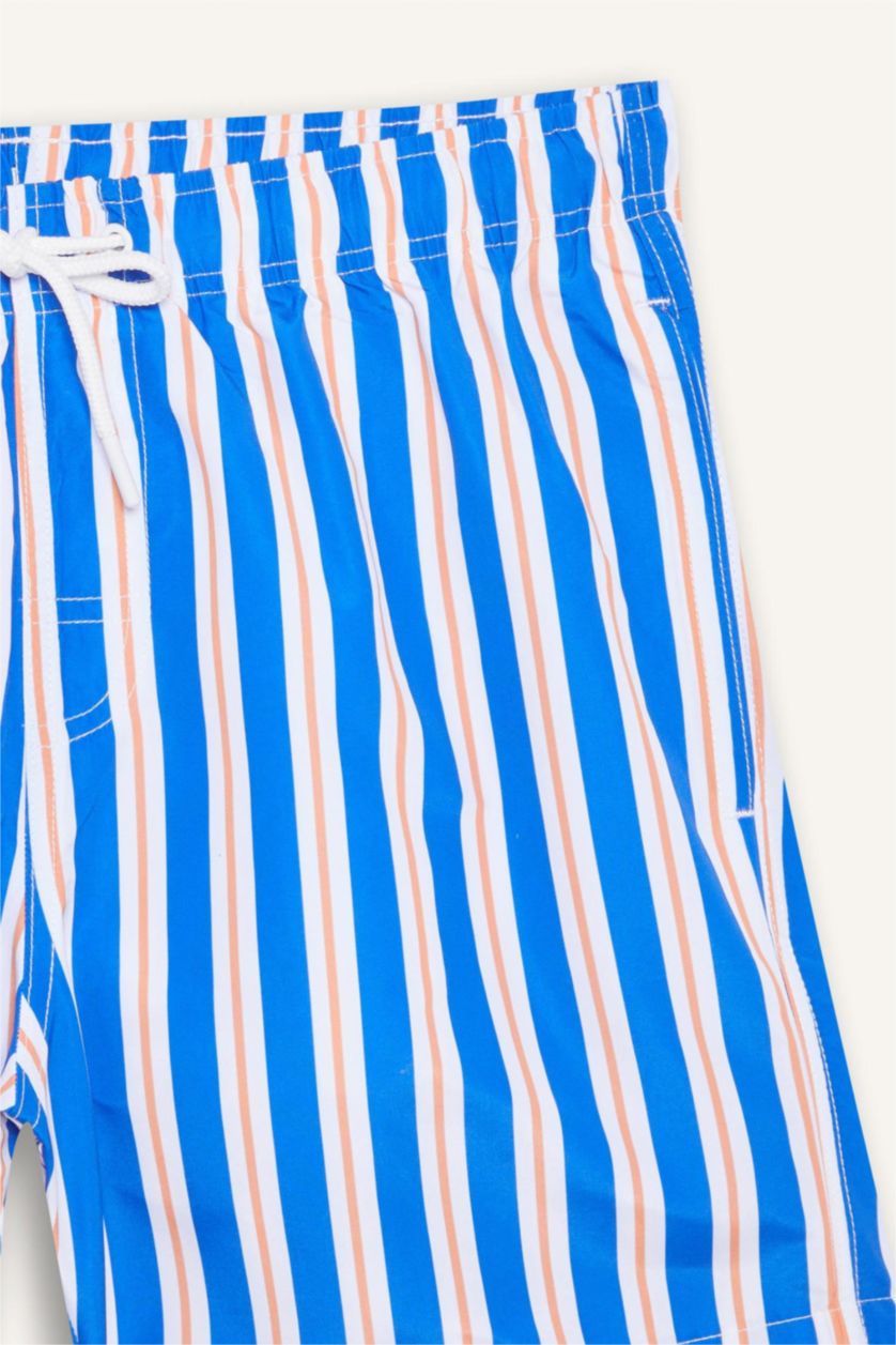 رجالي اللون الملكي شورت بحر قصير مخطط ببطانة شبكية