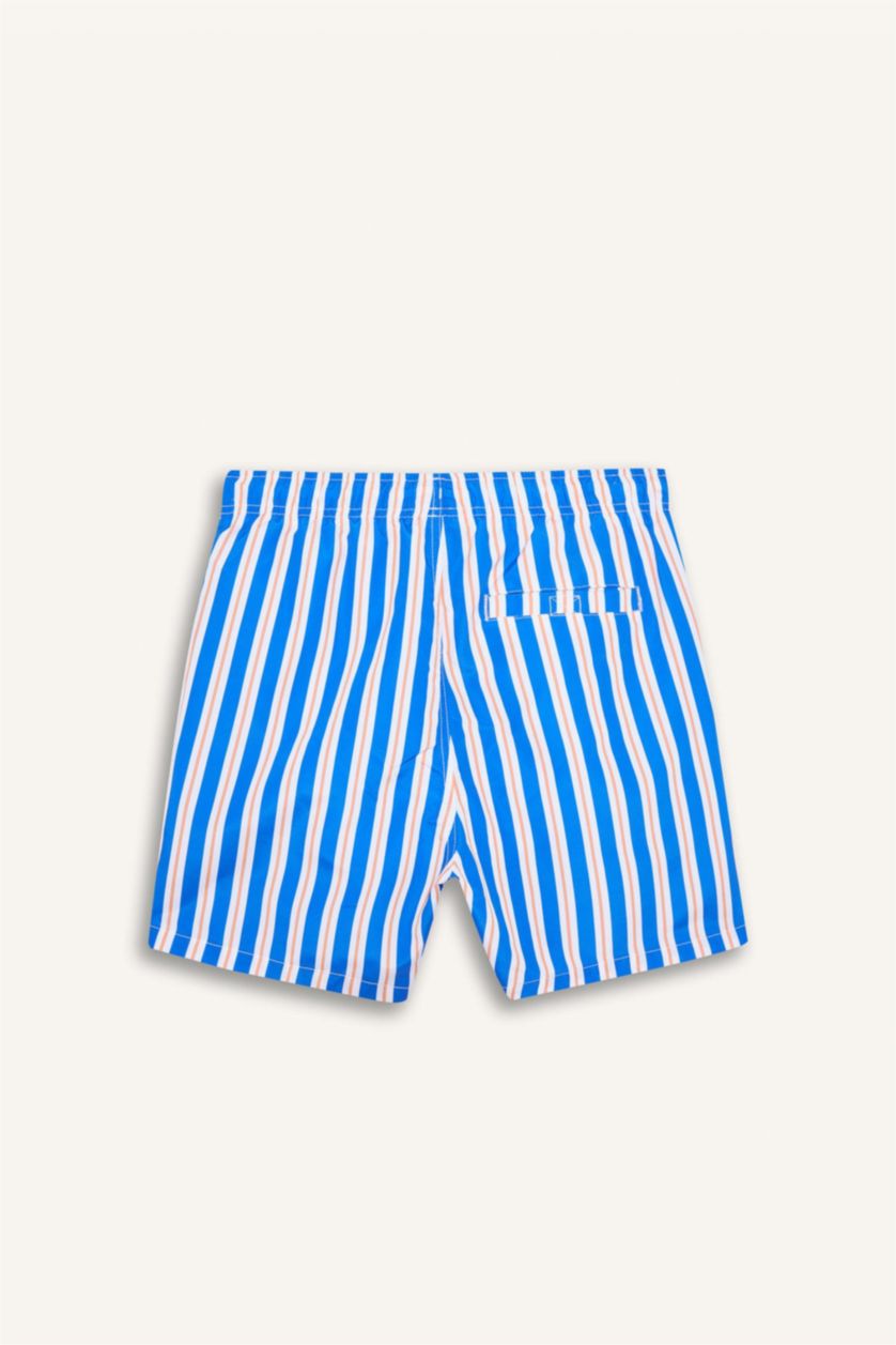 رجالي اللون الملكي شورت بحر قصير مخطط ببطانة شبكية
