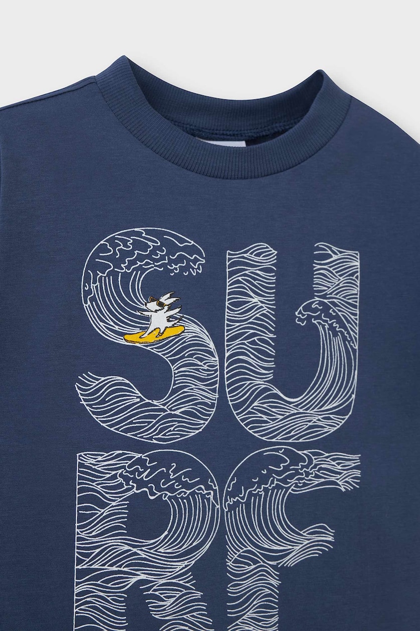 Baby Boys Indigo Baby Boy Regular Fit Slogan Print T-Shirt