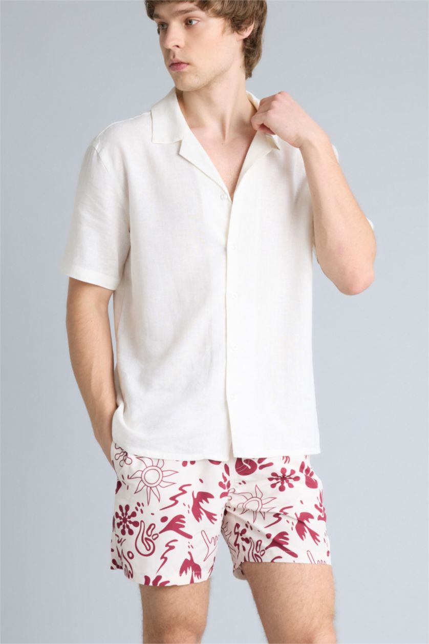 Мужчины Бордовый Шорты для плавания с сетчатой подкладкой и укороченной длиной