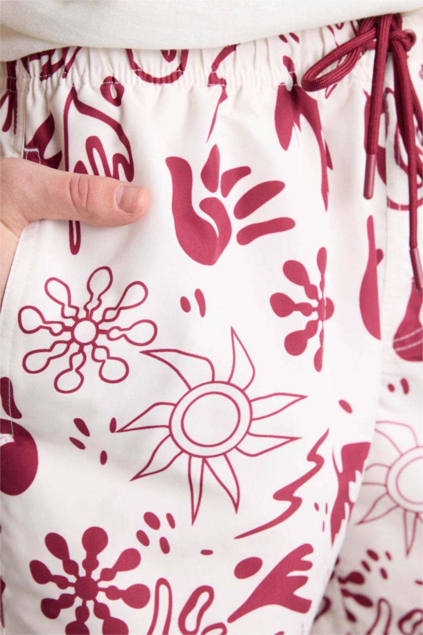 Мужчины Бордовый Шорты для плавания с сетчатой подкладкой и укороченной длиной