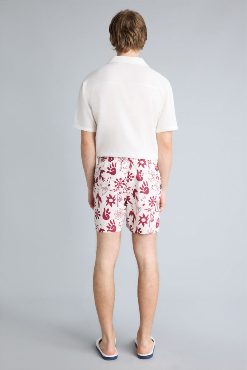 Мужчины Бордовый Шорты для плавания с сетчатой подкладкой и укороченной длиной