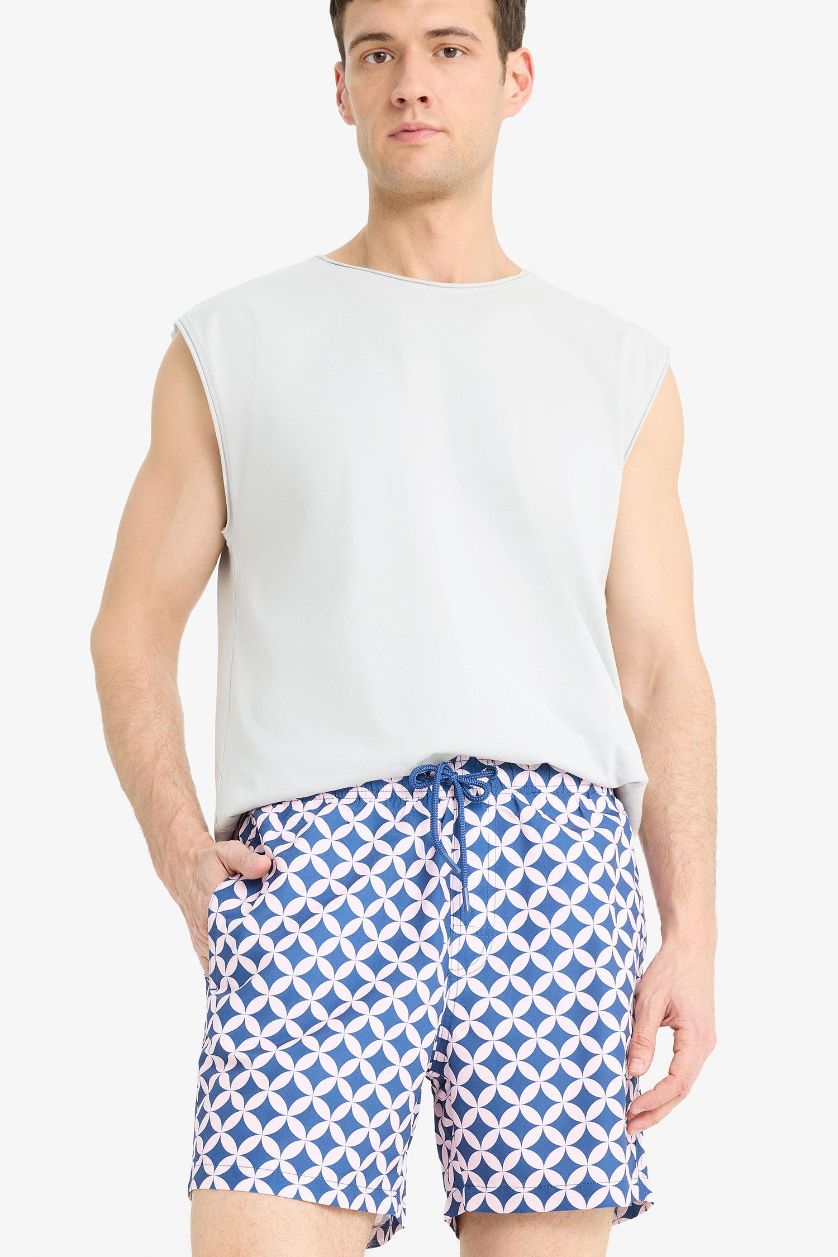 MAN Pink Patterned Mesh Lined Swim Shorts