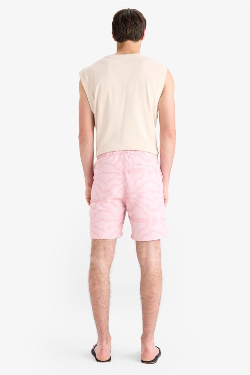MAN Pink Regular Fit Printed Short Swim Shorts