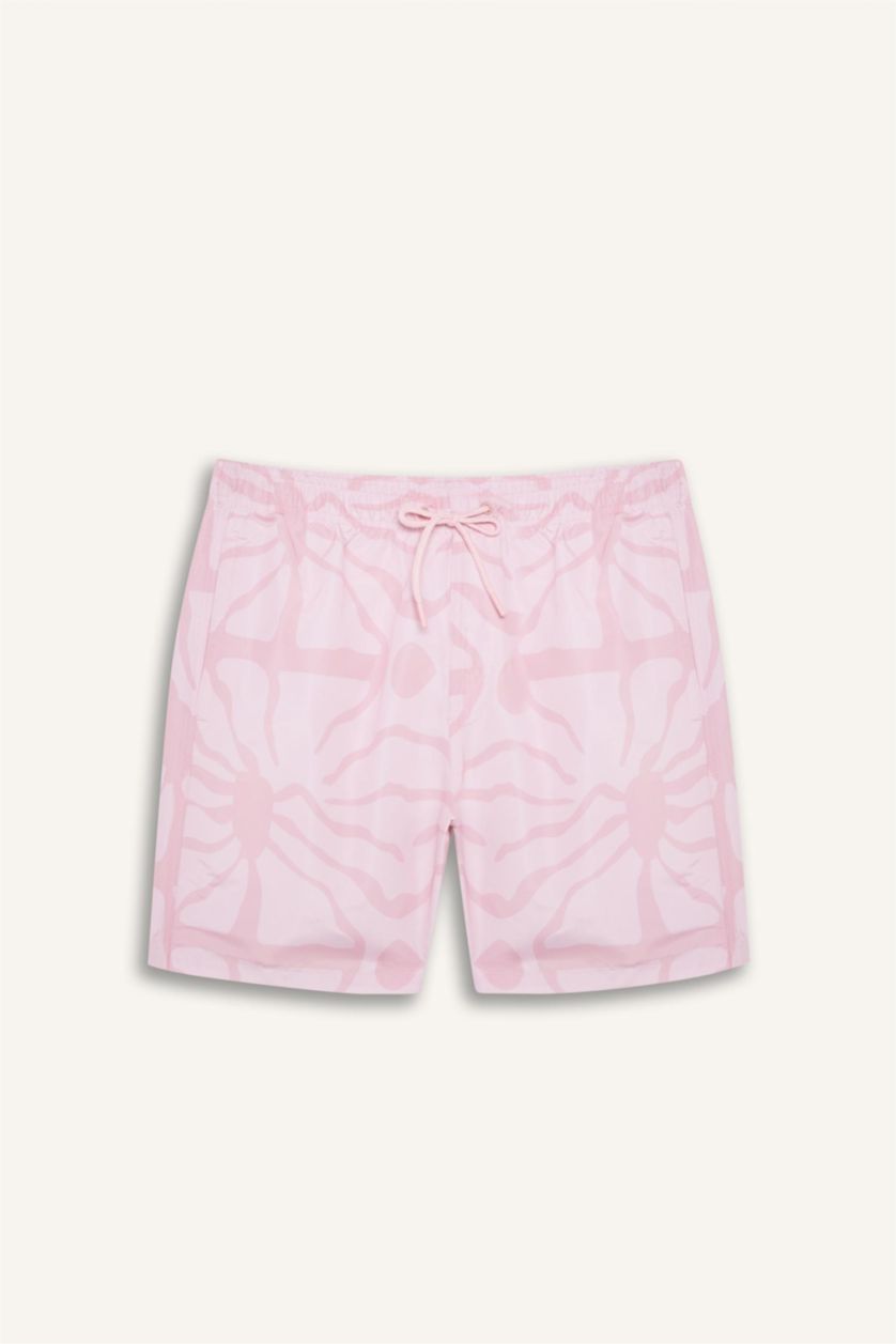 MAN Pink Regular Fit Printed Short Swim Shorts