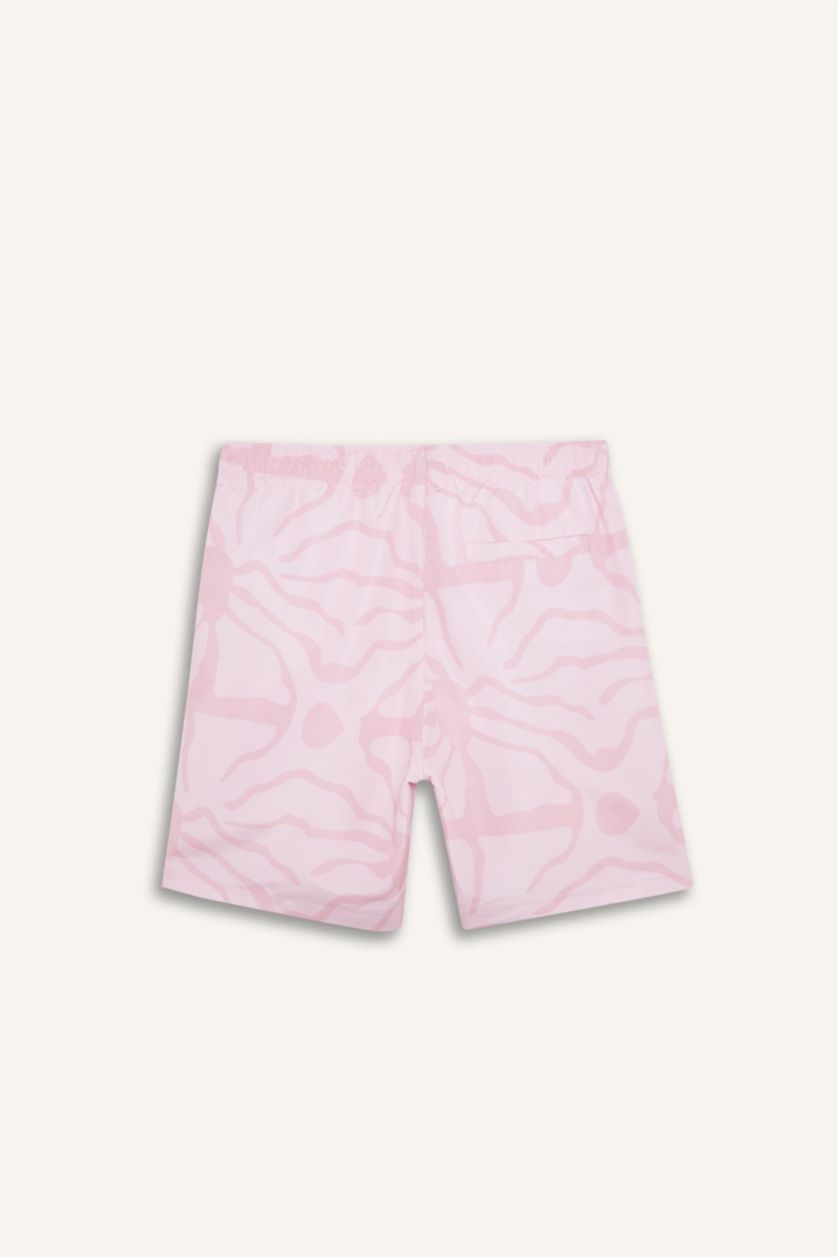MAN Pink Regular Fit Printed Short Swim Shorts