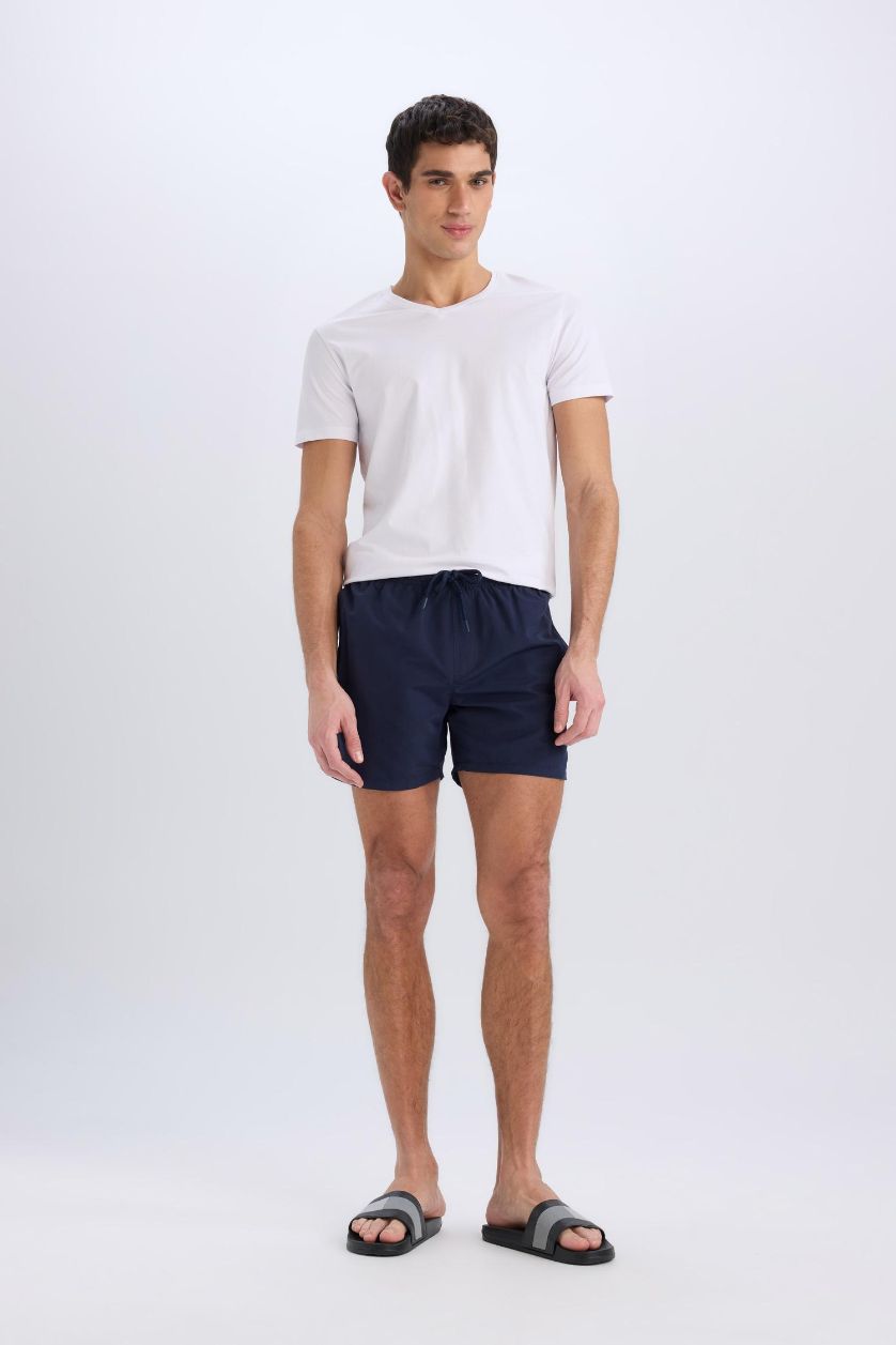 MAN NAVY Mesh Lined Short Length Swim Shorts