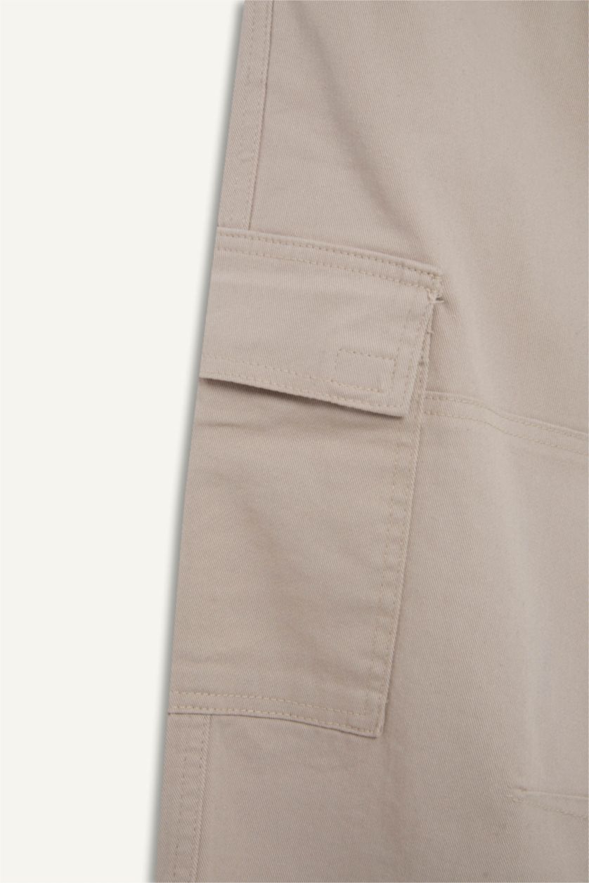 رجال اللون الحجري بنطرون كارجو جوجر بجيب وخصر مطاطي