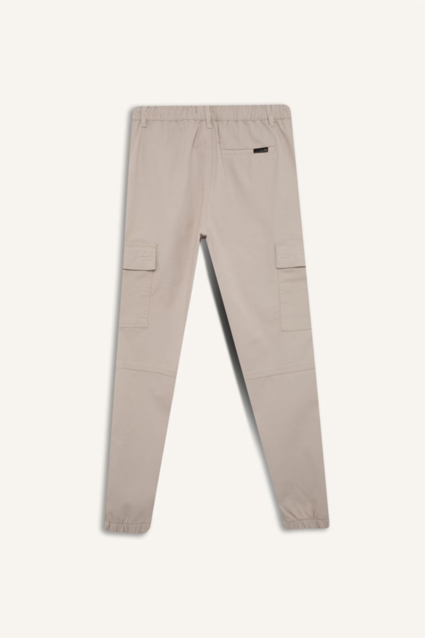 رجال اللون الحجري بنطرون كارجو جوجر بجيب وخصر مطاطي