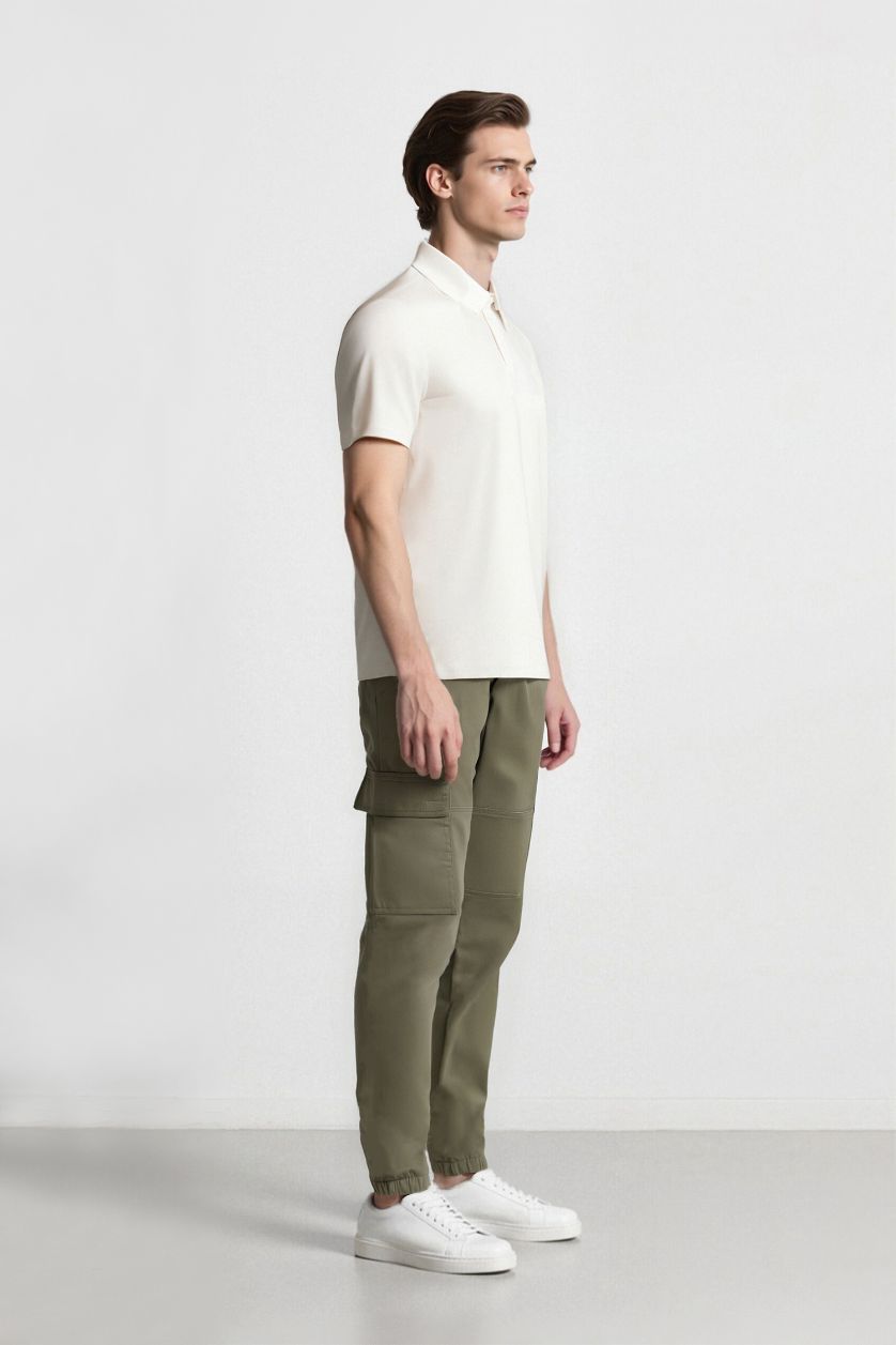 رجال أخضر فاتح سروال جبردين قصة عادية بجيب كارجو