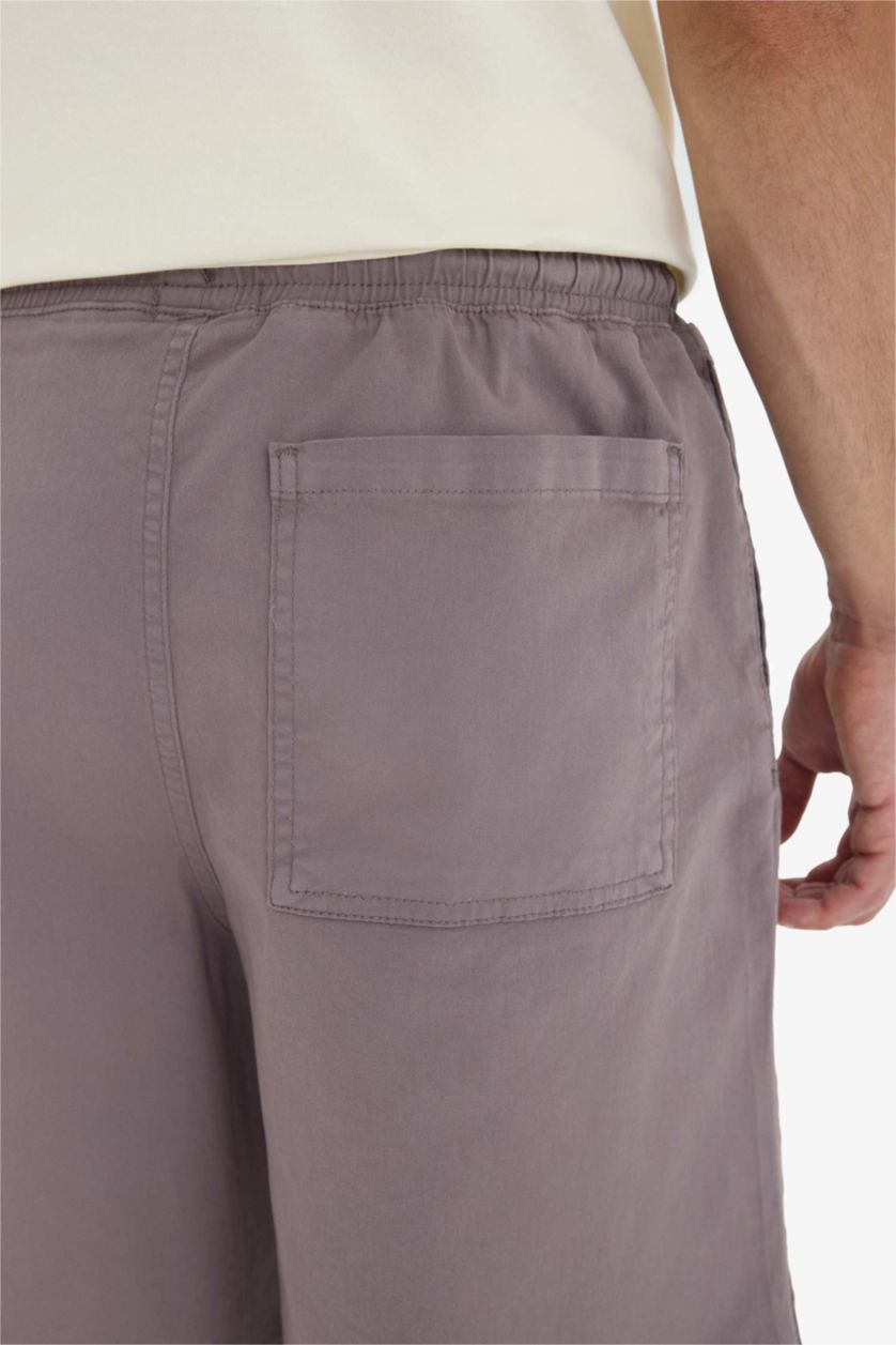 Erkek Gri Baggy Fit Beli Bağcıklı Bermuda Şort