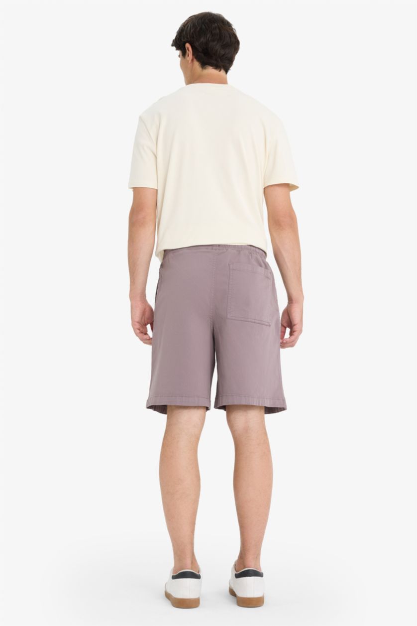 Erkek Gri Baggy Fit Beli Bağcıklı Bermuda Şort