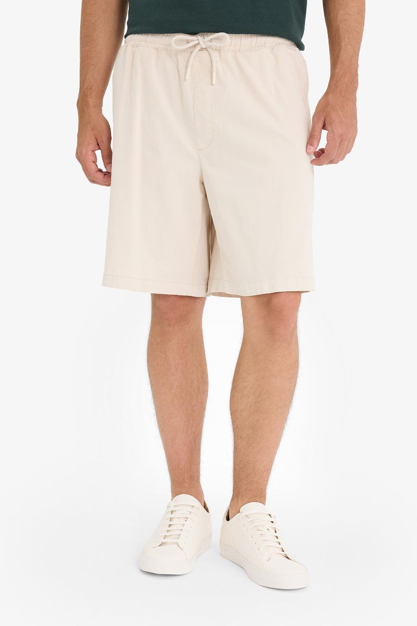 Erkek Açık Gri Baggy Fit Beli Bağcıklı Bermuda Şort