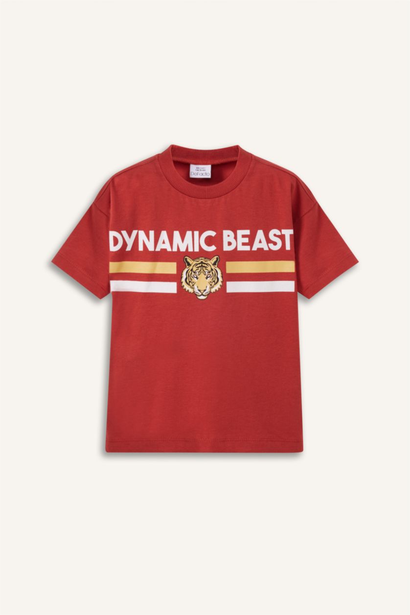 Baby Boy Dark Orange Baby Boy Regular Fit Printed Short Sleeve T-Shirt