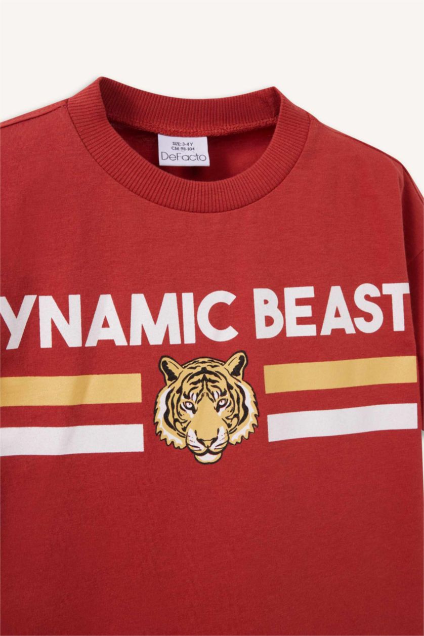 Baby Boy Dark Orange Baby Boy Regular Fit Printed Short Sleeve T-Shirt