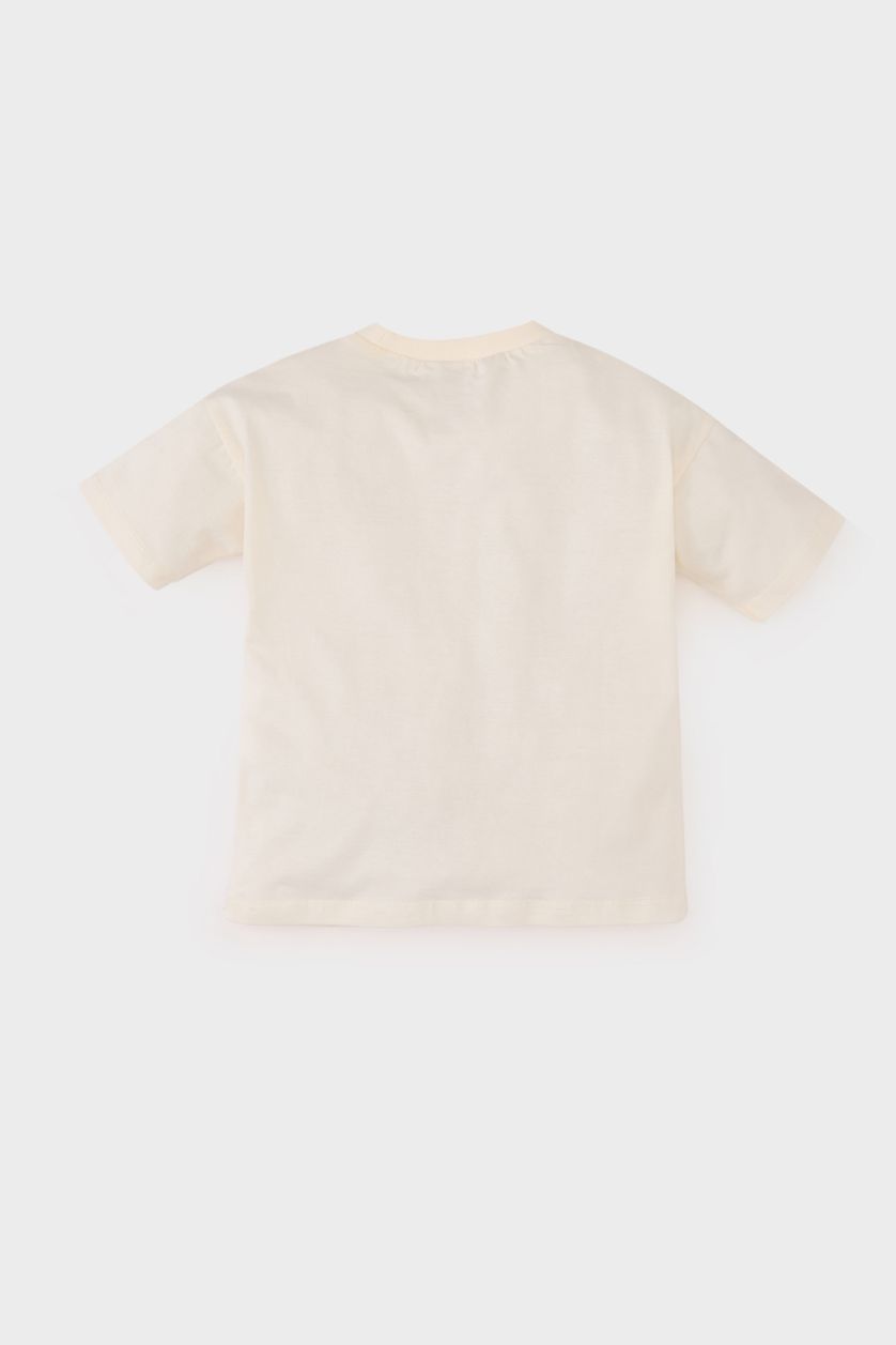 Baby Boy Ecru Baby Boy Regular Fit Vehicle Printed Short Sleeve T-Shirt