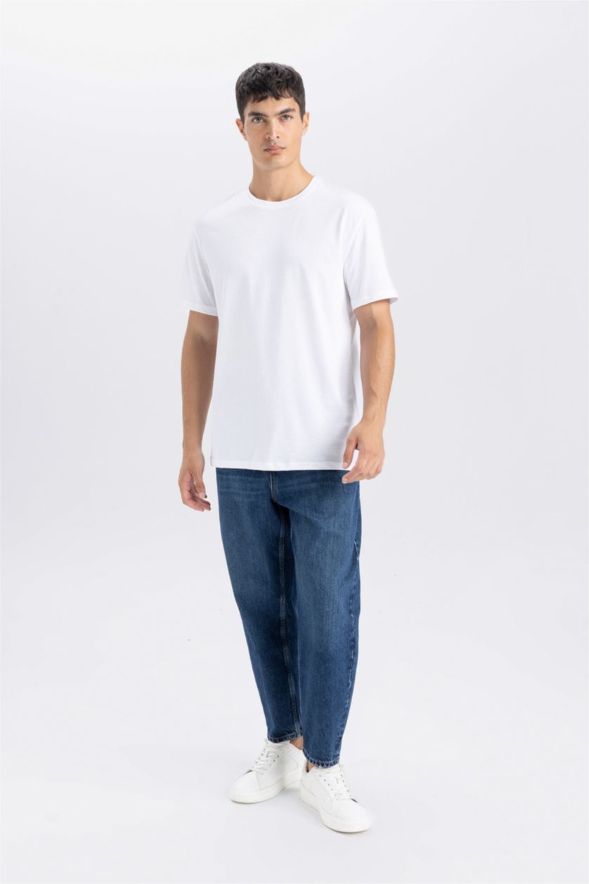 Erkek Beyaz New Regular Fıt Kısa Kollu Tişört