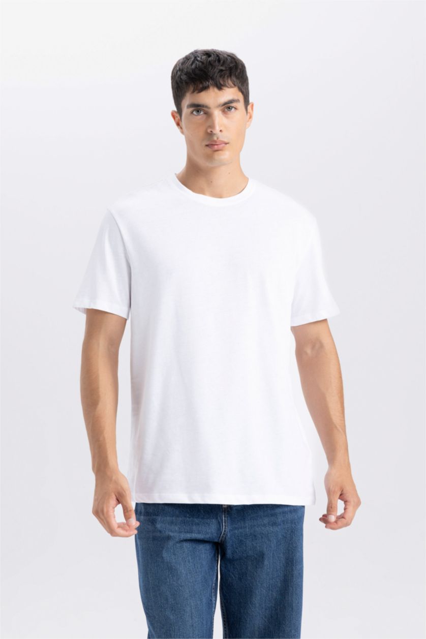 Erkek Beyaz New Regular Fıt Kısa Kollu Tişört