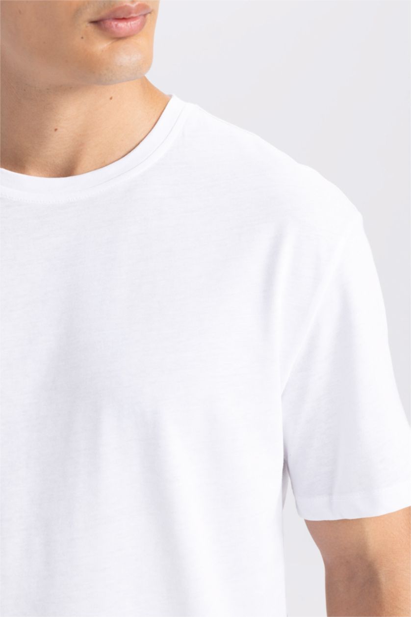 Erkek Beyaz New Regular Fıt Kısa Kollu Tişört