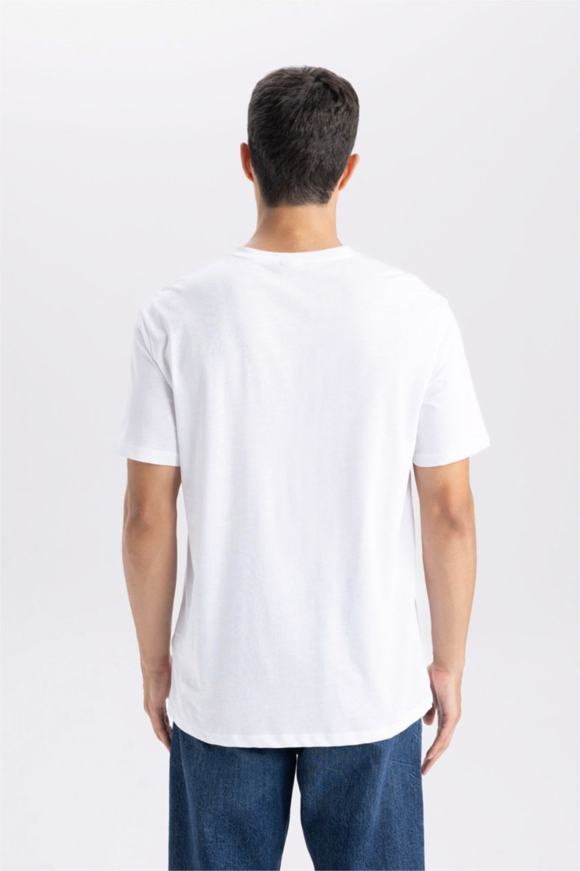 Erkek Beyaz New Regular Fıt Kısa Kollu Tişört