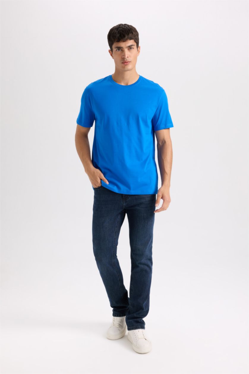 Erkek Royal New Regular Fit Bisiklet Yaka Basic Düz Kısa Kollu Tişört