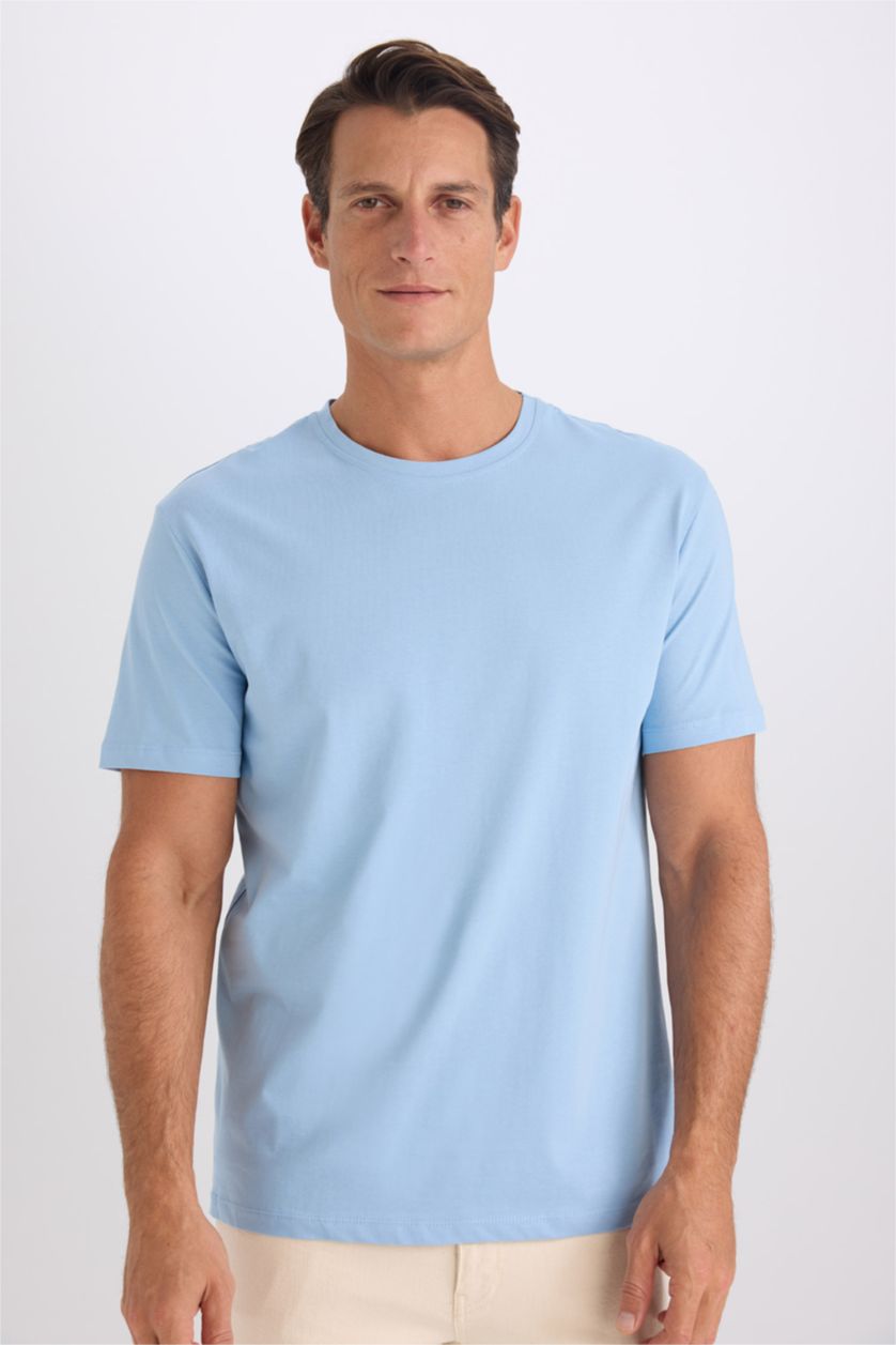 Men Blue New Regular Fit Short Sleeve T-Shirt
