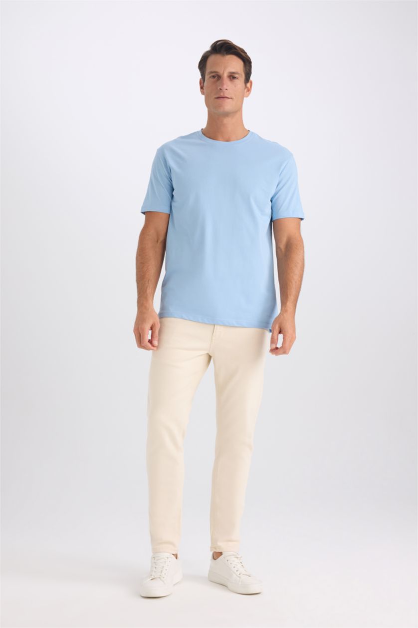 Erkek Mavi New Regular Fıt Kısa Kollu Tişört