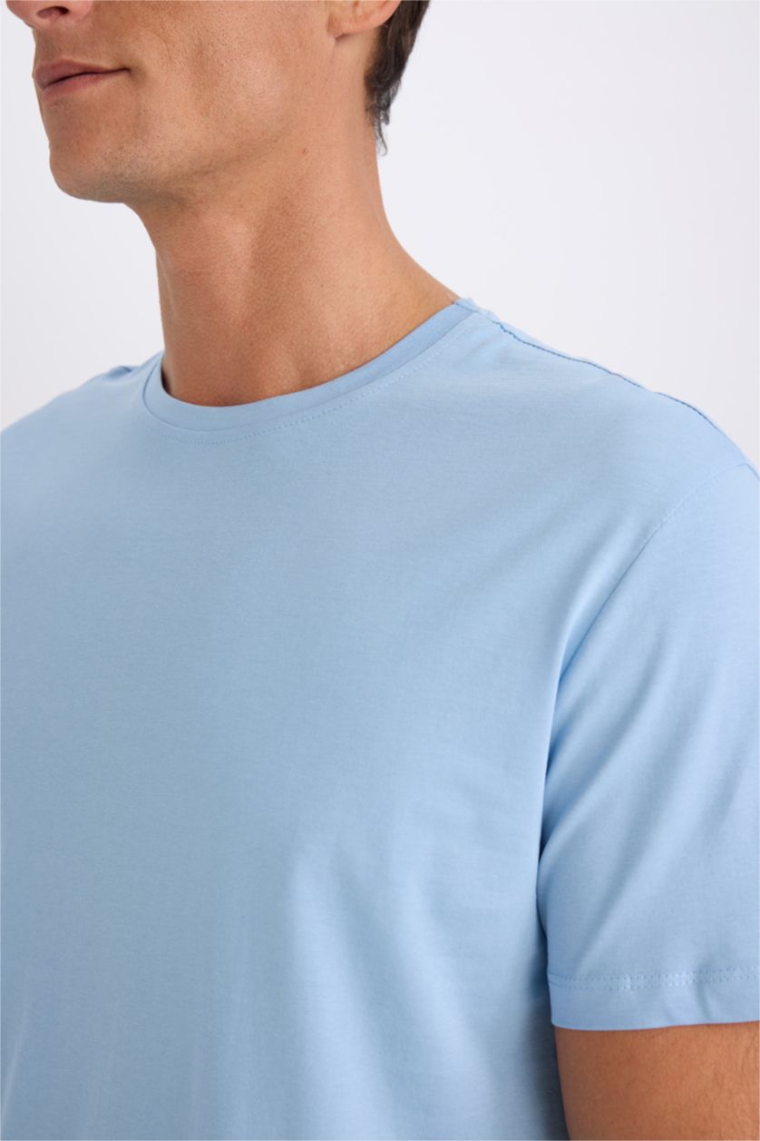 Erkek Mavi New Regular Fıt Kısa Kollu Tişört