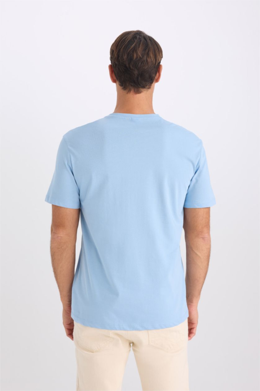 Erkek Mavi New Regular Fıt Kısa Kollu Tişört