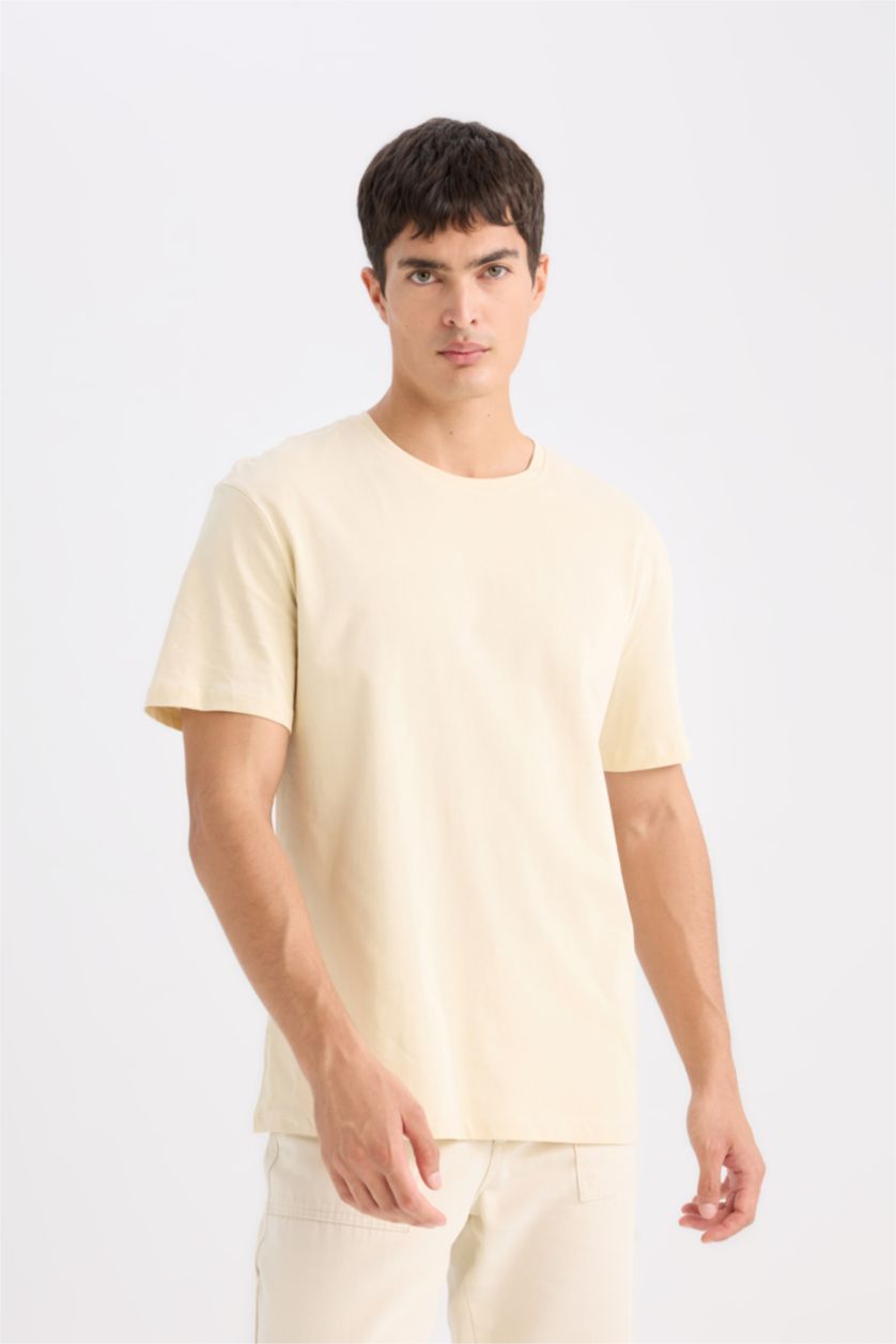 Men Ecru New Regular Fit Short Sleeve T-Shirt