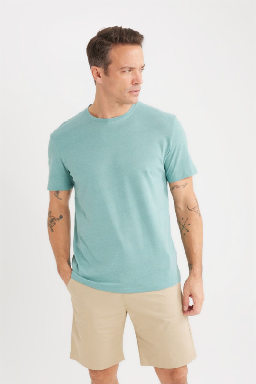 Men Light Green New Regular Fit Short Sleeve T-Shirt